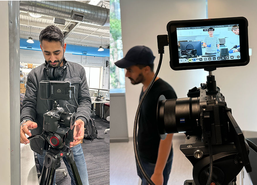 behind the scenes photo of photographer setting up the camera